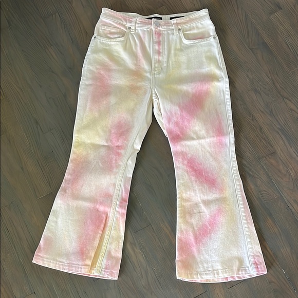 Lee Denim - Lee Women's High rise Flare Jeans - Pink and Yellow Tie-Dye size 29